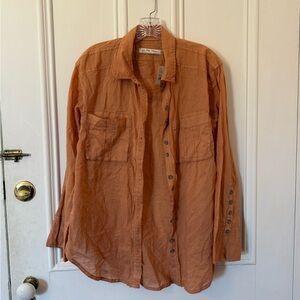 We The Free Women's Orange Button-Down Shirt